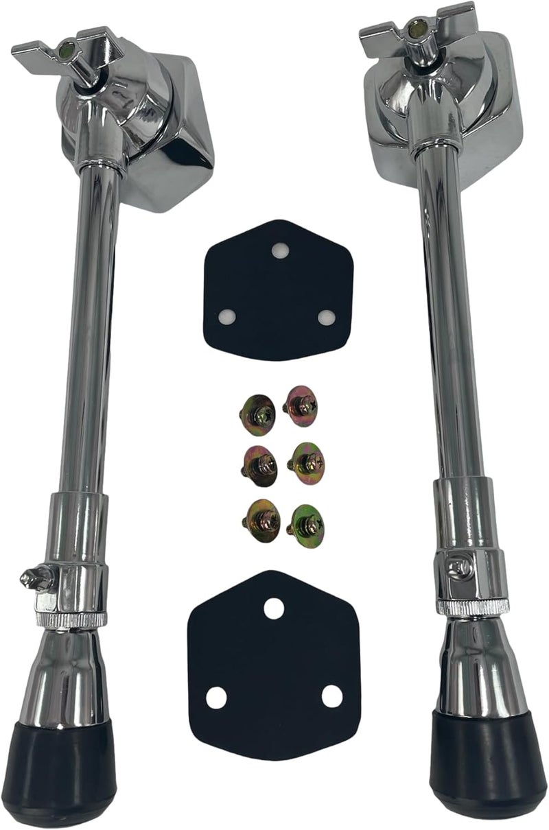 AIAS Adjustable Bass Drum Legs – Chrome-Plated Alloy Steel Kick Drum Spurs with Rubber Feet, Height Adjustable, Stable Support for Bass Drum Shells - Image 1